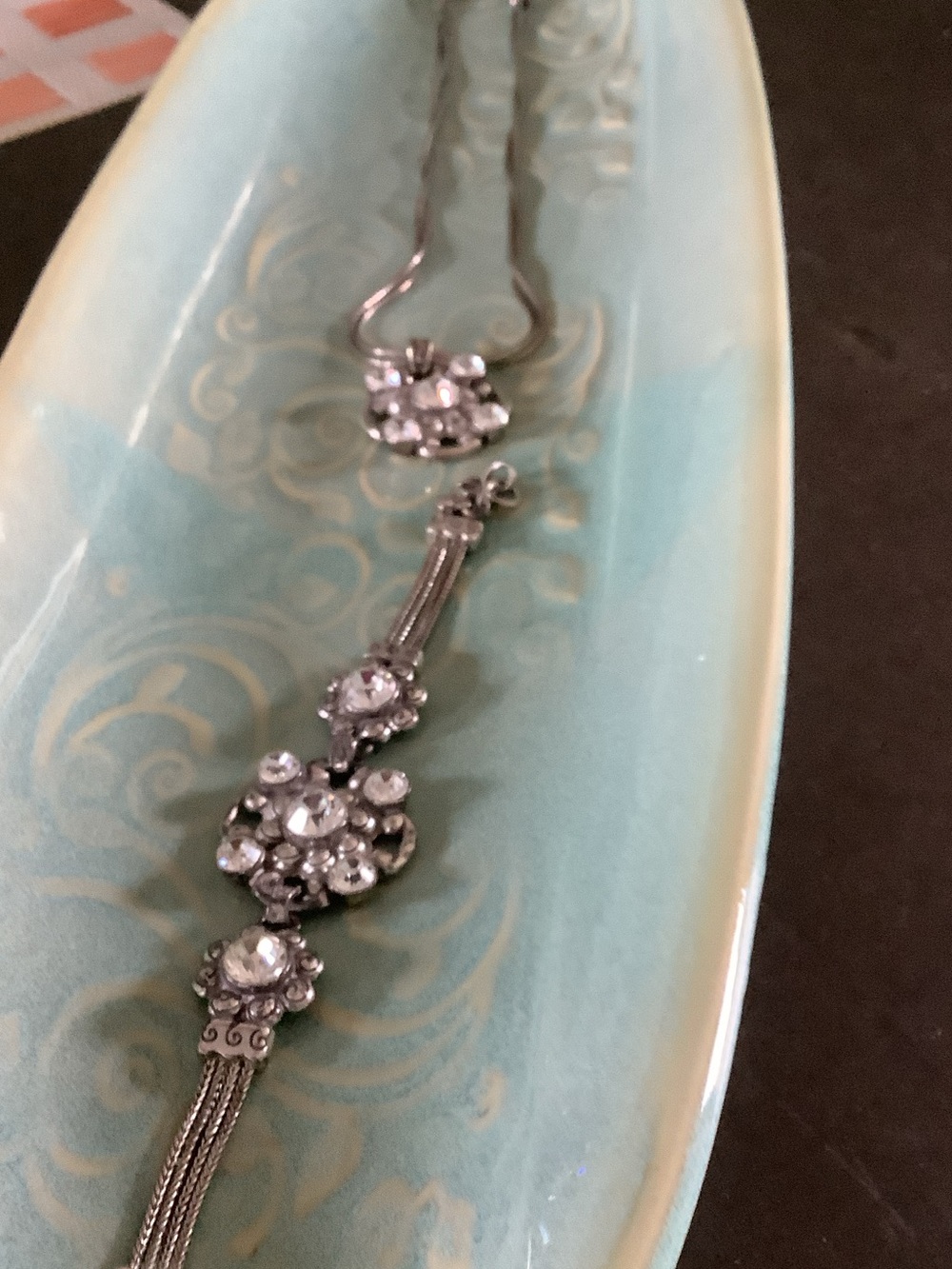 Brighton Silver-Tone necklace and Bracelet with Clear Crystal Floral Accents